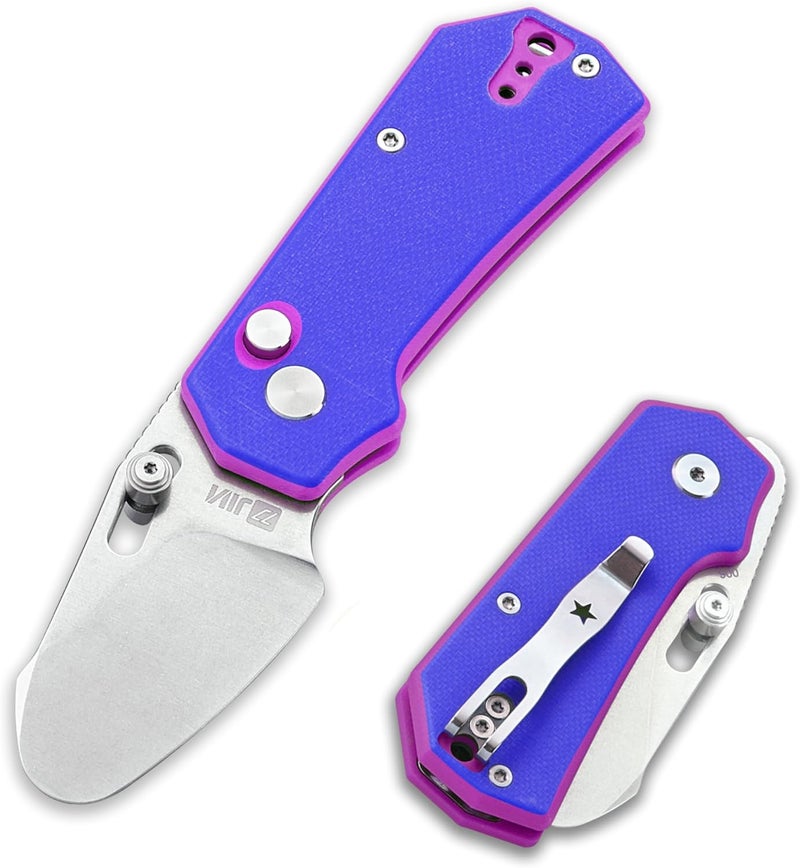 JIN Rhino Jr. Kids Pocket Knife, Fidget Toy Knife, DIY Kit, 1.97” Unsharpened Steel Blade, Safety Rounded Tip, Kids-friendly Button Lock Folding EDC, Blue Multi G10 Handle - Image 1
